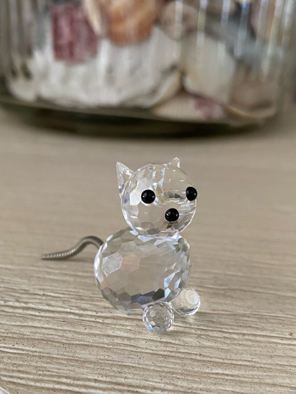 Swarovski Crystal Miniature Cat Figurine Silver-Tone Wire Tail Vintage 1990s - Picture 3 of 10